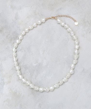 メタル×フェイクパール ショートネックレス