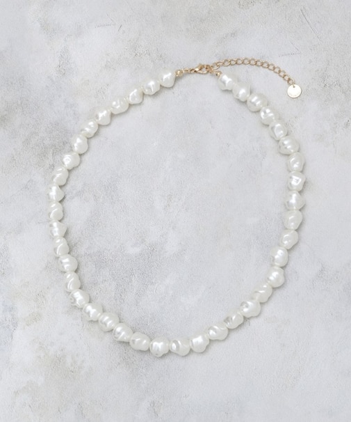 メタル×フェイクパール ショートネックレス