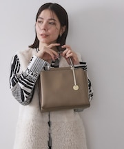 【軽量／2WAY】3層仕様バイカラー合皮ミドルトートバッグ