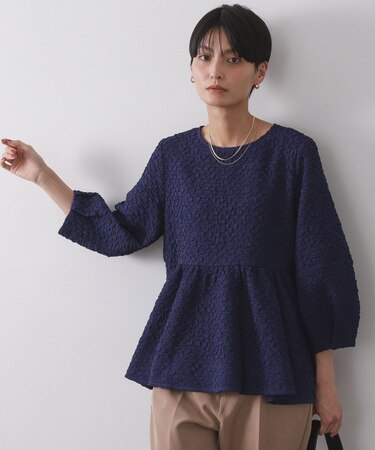 ふくれジャカードペプラムブラウス【洗濯機OK】