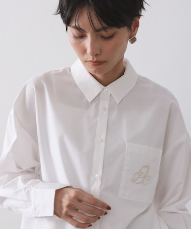 ポケット刺繍レギュラーカラーシャツ【洗濯機OK】