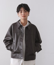 シンセティックレザー調ブルゾン【洗える】