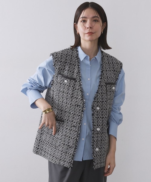 ツイードVネックベスト【洗濯機OK】｜オペーク ドット クリップの通販