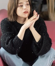 オーバーサイズ スパンコールニット