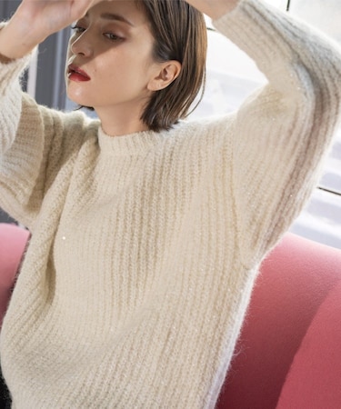 オーバーサイズ スパンコールニット