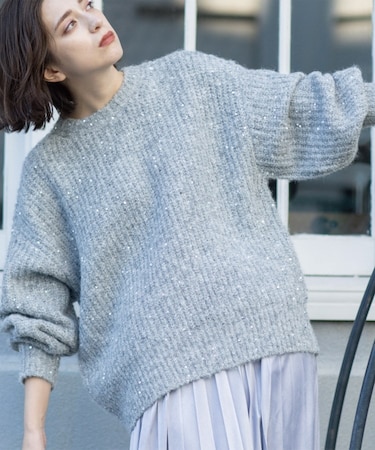 オーバーサイズ スパンコールニット
