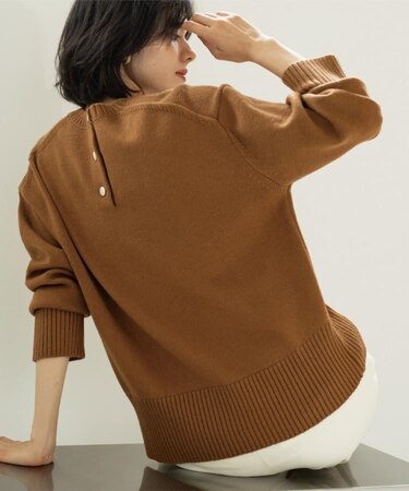 バックボタンリラクシーニット【洗濯機OK】《8col》