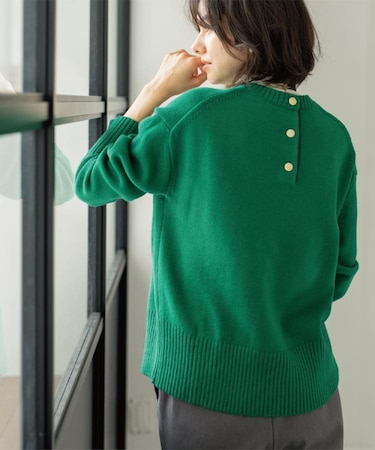 バックボタンリラクシーニット【洗濯機OK】《8col》