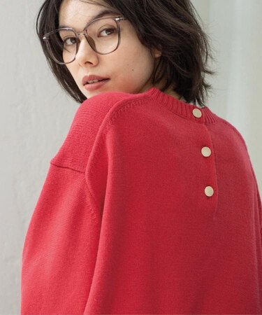 バックボタンリラクシーニット【洗濯機OK】《8col》