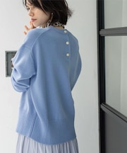 バックボタンリラクシーニット【洗濯機OK】《8col》