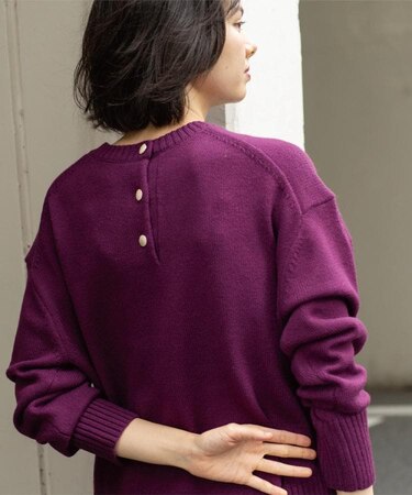 バックボタンリラクシーニット【洗濯機OK】《8col》