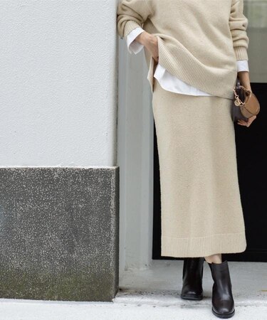 ラメスパンコールナロースカート/セットアップ対応可【洗濯機OK】