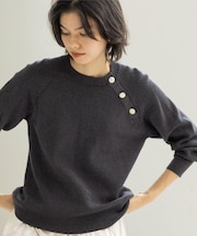 ボタンデザインラメニット【洗濯機OK】