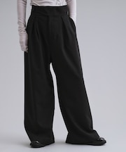 【es】ハイウエストタックワイドパンツ【洗濯機洗い可】