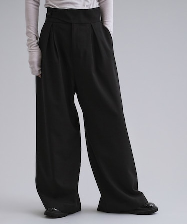 【es】ハイウエストタックワイドパンツ【洗濯機洗い可】