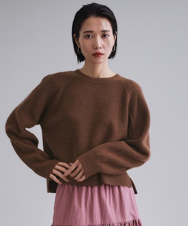 【es】メリノウール クルーミドルゲージニット