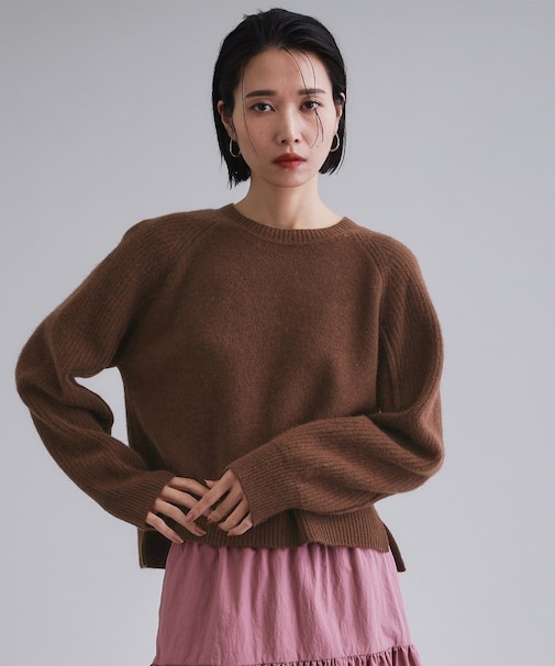 【es】メリノウール クルーミドルゲージニット