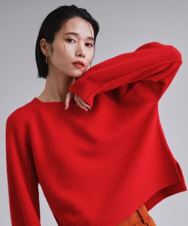 【es】メリノウール クルーミドルゲージニット