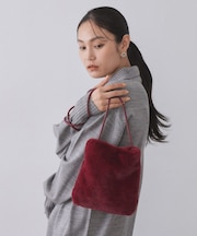 【11色展開】フェイクファースクエアミニポシェット