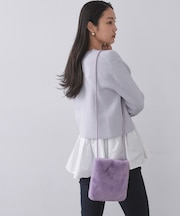 【11色展開】フェイクファースクエアミニポシェット