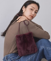 【11色展開】フェイクファースクエアミニポシェット