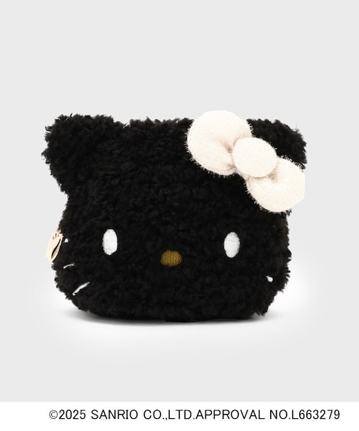 【ハローキティ】フェイス型ふわふわポーチ