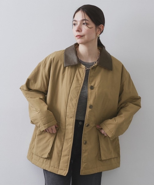 《CLASSY掲載》ステンカラー中綿コート【洗濯機OK】