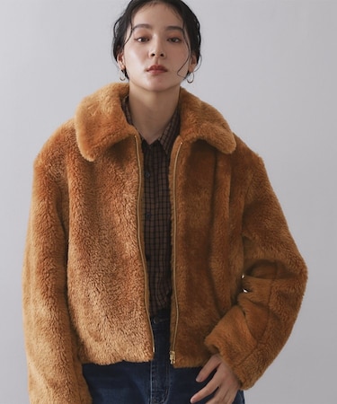 ステンカラーボアブルゾン【洗える】