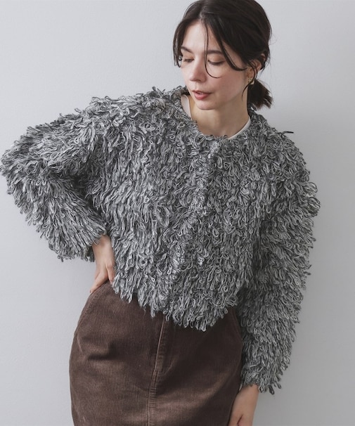 ループヤーンニットカーディガン