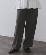 ピンストライプイージーワイドパンツ【吸湿発熱/ストレッチ/洗濯機OK】