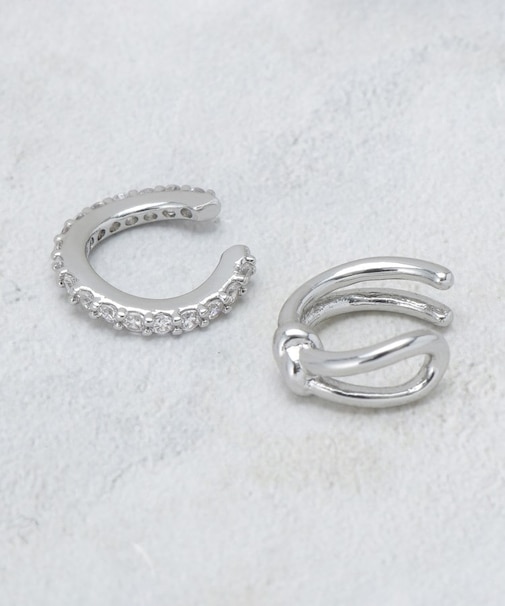 ビジュー×メタル 2個SETイヤカフ