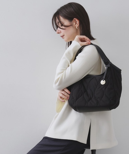 【フェイクファー／キルティング】くり手ミドルトートバッグ