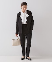 ≪通勤・セレモニーセットアップ対応≫ テーパードパンツダブルクロス【洗濯機OK】