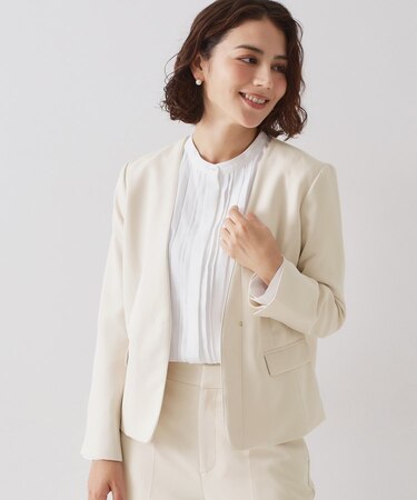 ≪通勤・セレモニー/セットアップ対応≫ パイピングVネックジャケット【洗濯機OK】