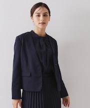 ≪通勤・セレモニー/セットアップ対応≫ パイピングVネックジャケット【洗濯機OK】