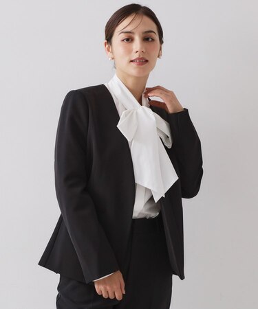 ≪通勤・セレモニー/セットアップ対応≫ Vネックジャケット/ダブルクロス【洗濯機OK】