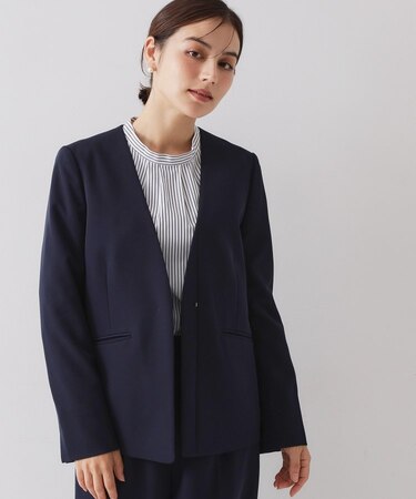 ≪通勤・セレモニー/セットアップ対応≫ Vネックジャケット/ダブルクロス【洗濯機OK】