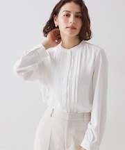 ≪通勤・セレモニー対応≫ タックブラウス【洗濯機OK】