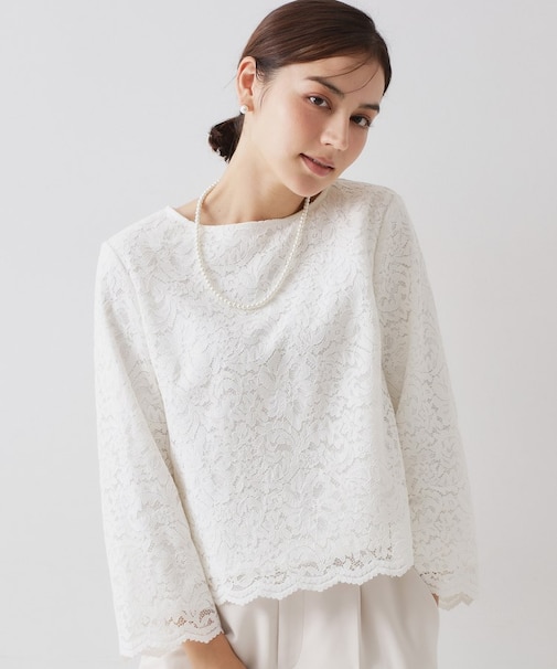 ≪通勤・セレモニー対応≫ レースブラウス【洗濯機OK】