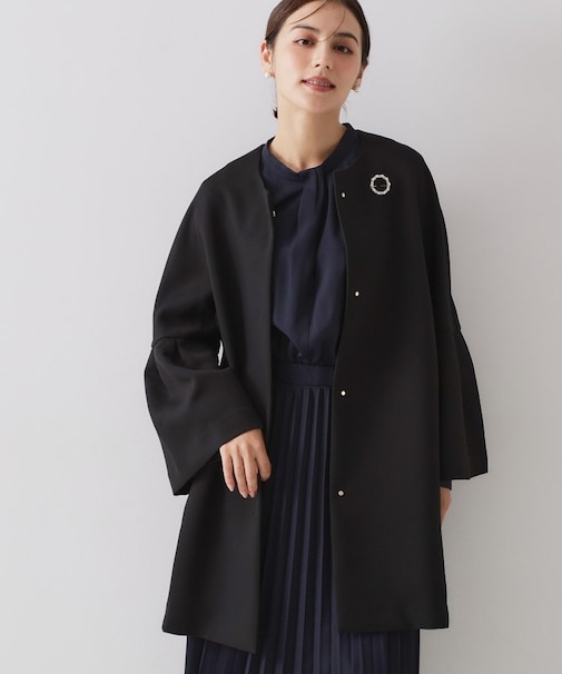 フレアスリーブミドルコート【洗濯機OK】