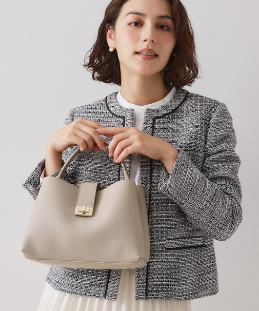 【2WAY】サフィアーノ調ミドルワンハンドルバッグ