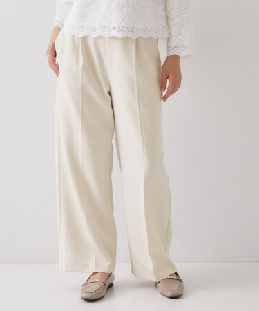 ≪通勤・セレモニーセットアップ対応≫ ワイドパンツダブルクロス【洗濯機OK】