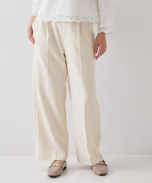 ≪通勤・セレモニーセットアップ対応≫ ワイドパンツダブルクロス【洗濯機OK】