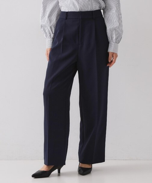 ≪通勤・セレモニーセットアップ対応≫ ワイドパンツダブルクロス【洗濯機OK】