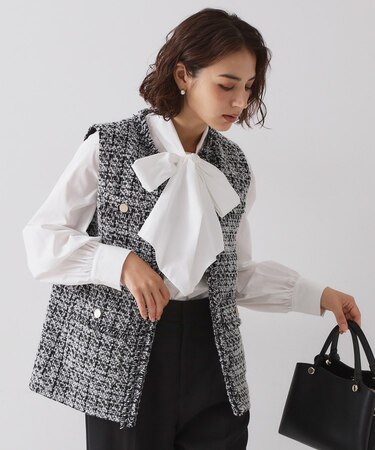 ≪通勤・セレモニー対応≫ツイードジレ【洗える】