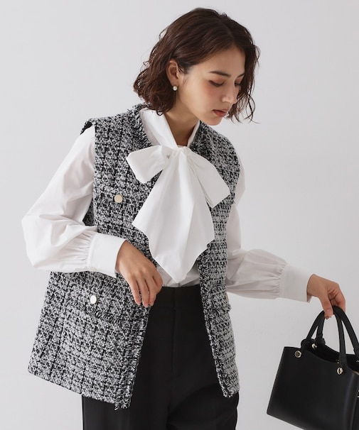 ≪通勤・セレモニー対応≫ツイードジレ【洗える】