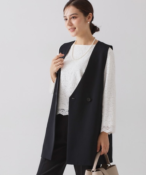 オペークドットクリップ（OPAQUE．CLIP）/≪通勤・セレモニー対応≫Vネックミドルジレ【洗濯機OK】 ≪通勤・セレモニー対応≫Vネックミドルジレ【洗濯機OK】｜オペーク