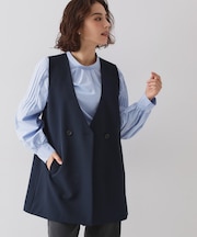 ≪通勤・セレモニー対応≫Vネックミドルジレ【洗濯機OK】