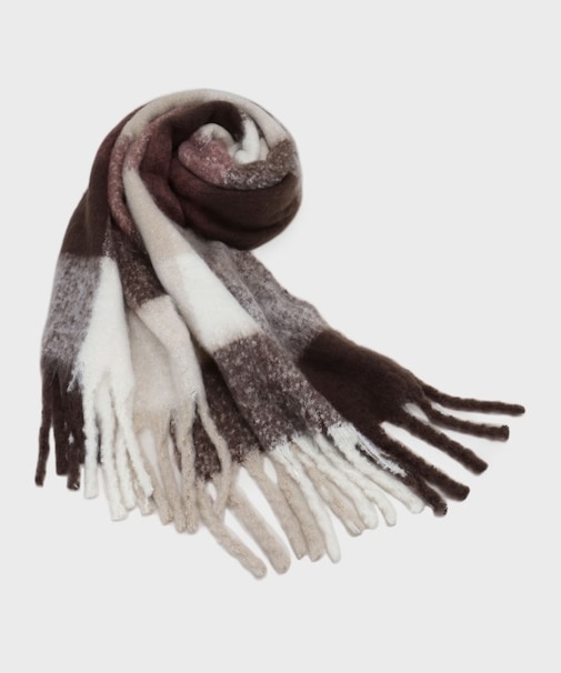 マルチカラーチェックボリュームストール