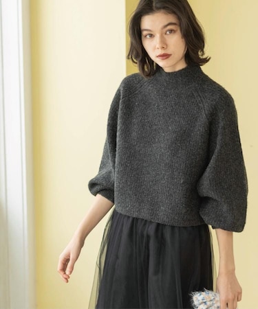 MIXミドルゲージショートあぜニット【洗濯機OK】